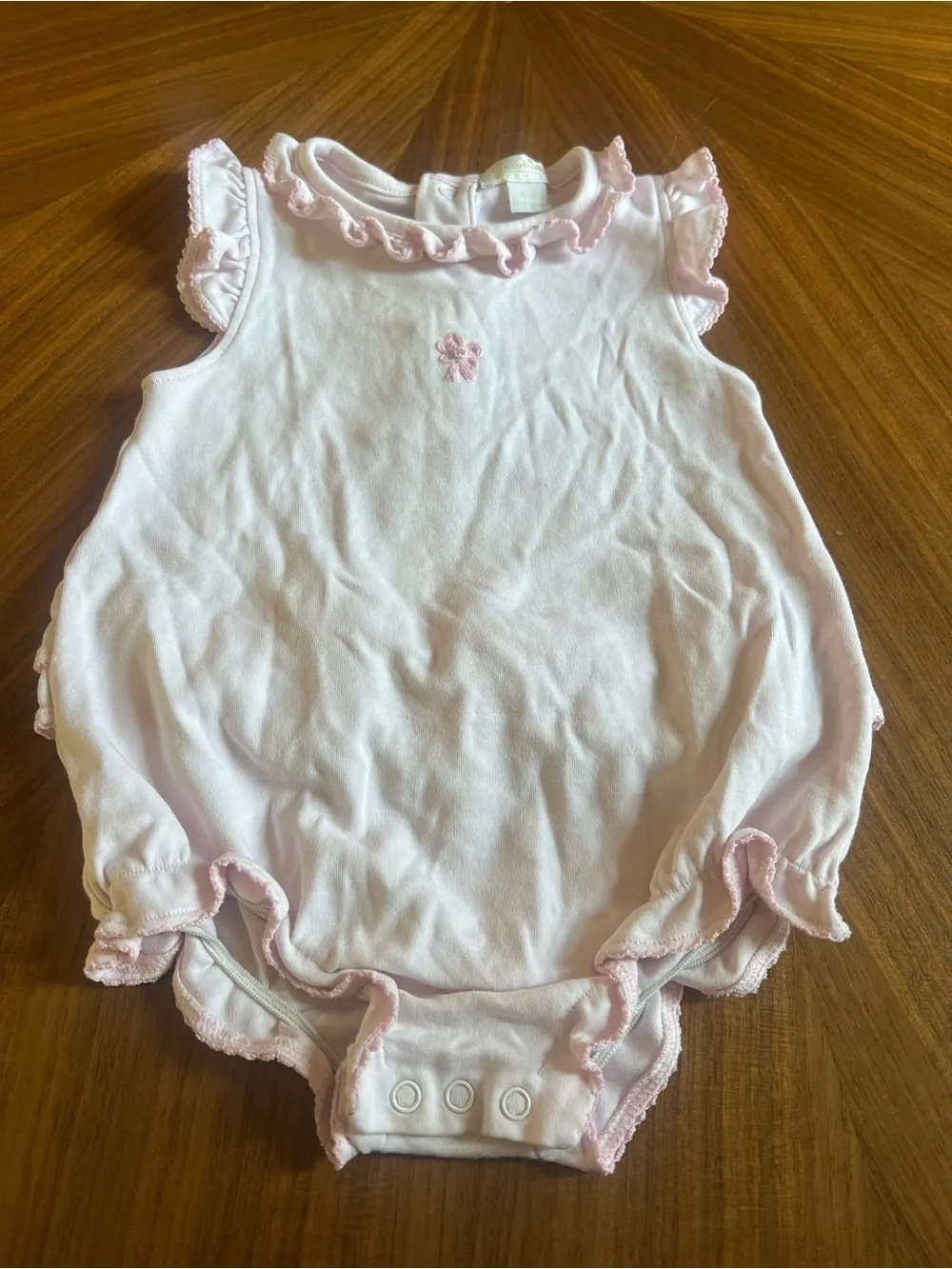 Kissy Kissy Light Pink Ruffle Trim Baby One-Piece